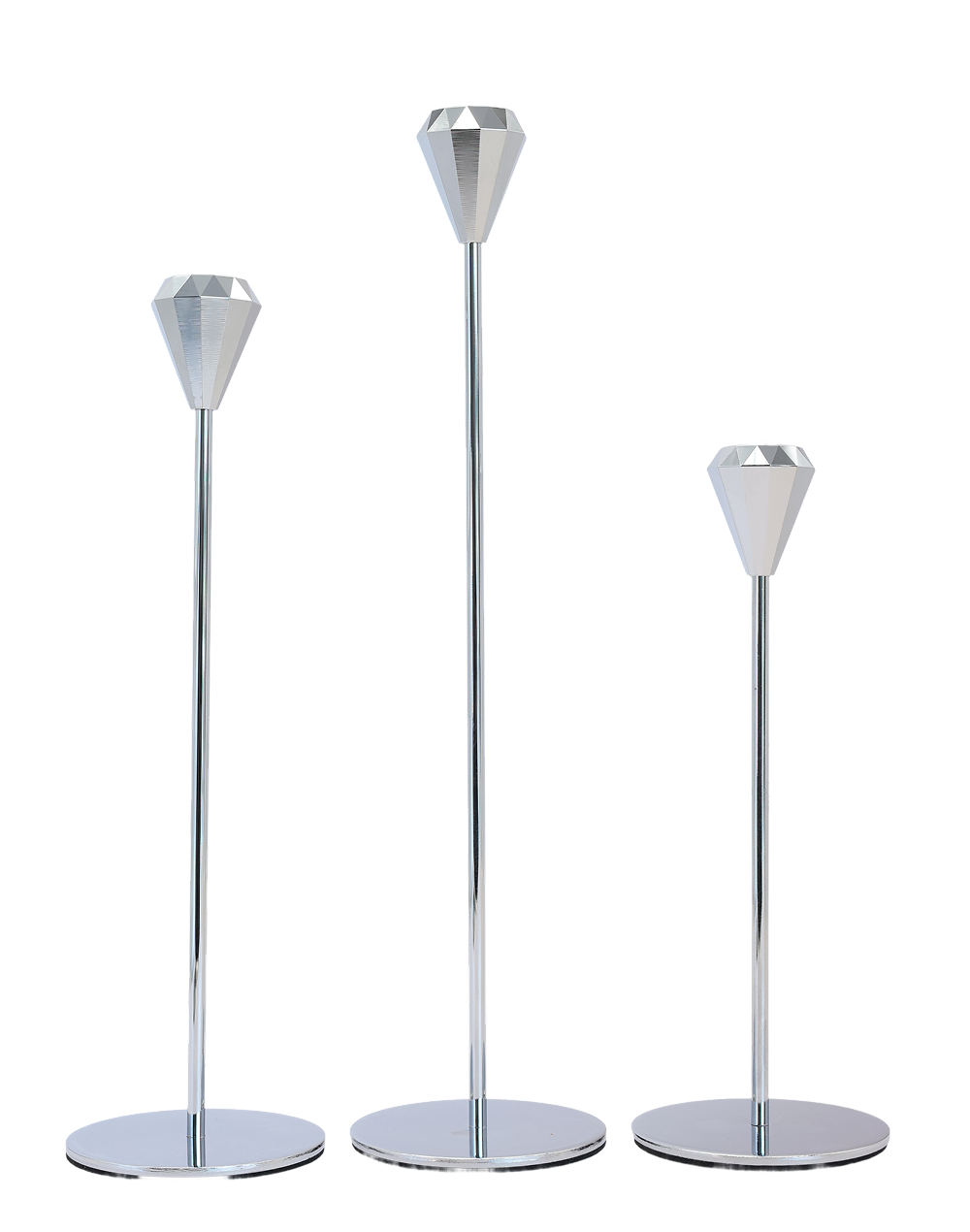 Silver Bloom Sculpt Candle Holders - Set of 3
