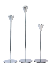 Silver Bloom Sculpt Candle Holders - Set of 3