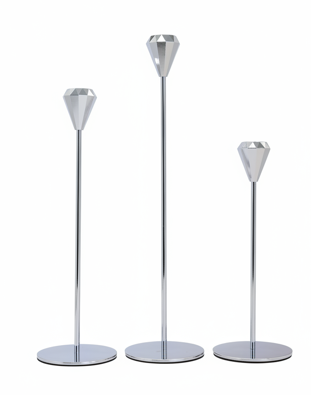 Silver Bloom Sculpt Candle Holders - Set of 3
