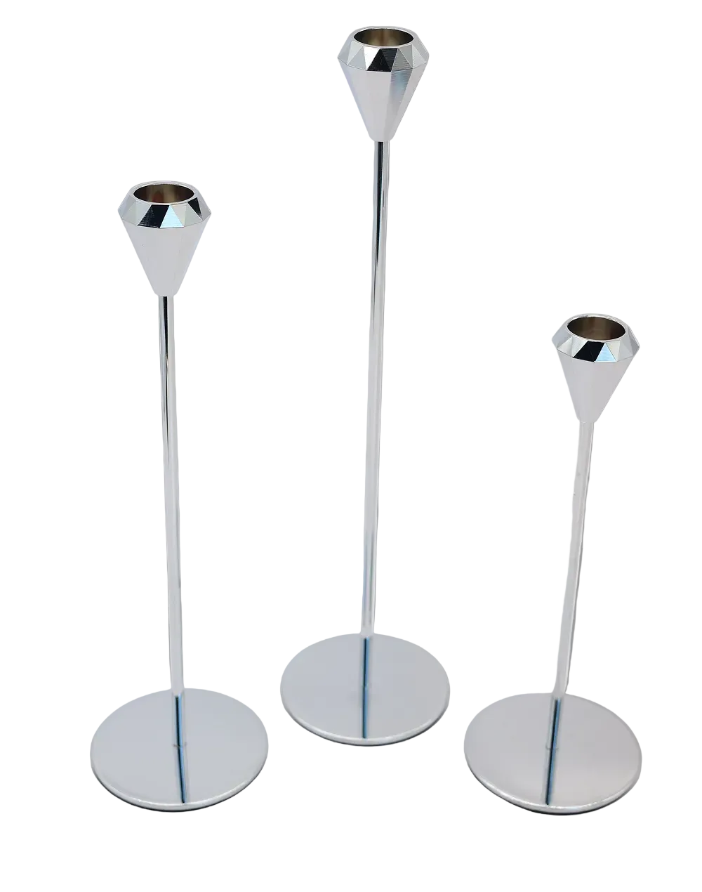 Silver Bloom Sculpt Candle Holders - Set of 3