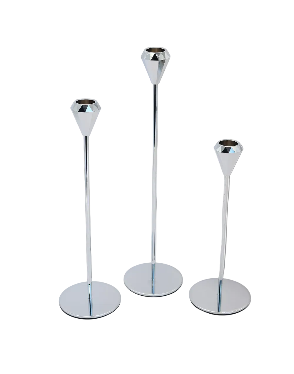Silver Bloom Sculpt Candle Holders - Set of 3