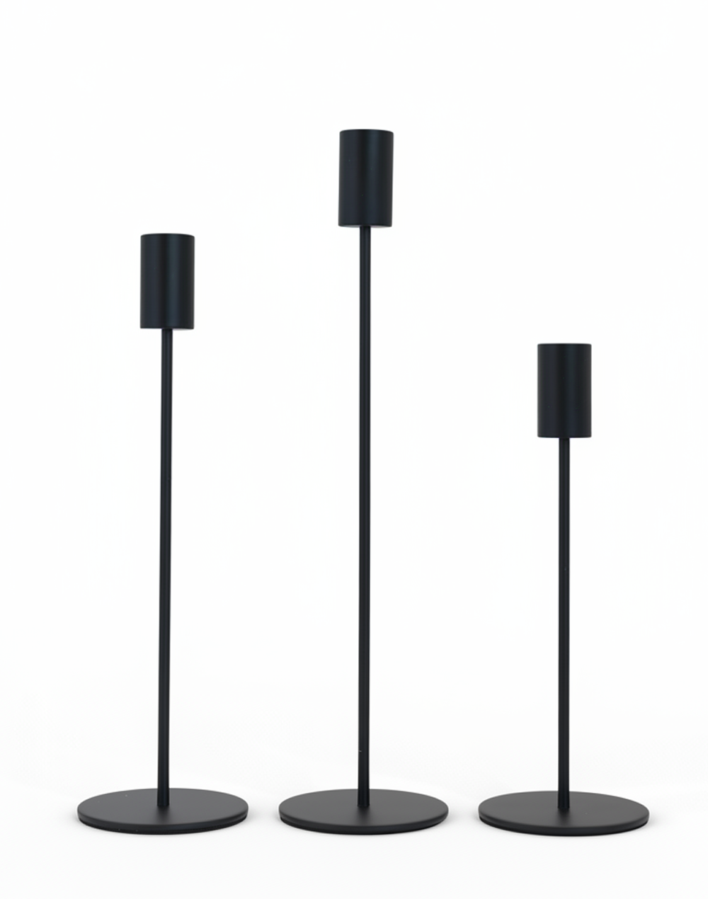 Midnight Column Candle Holders -Set of 3 Black
