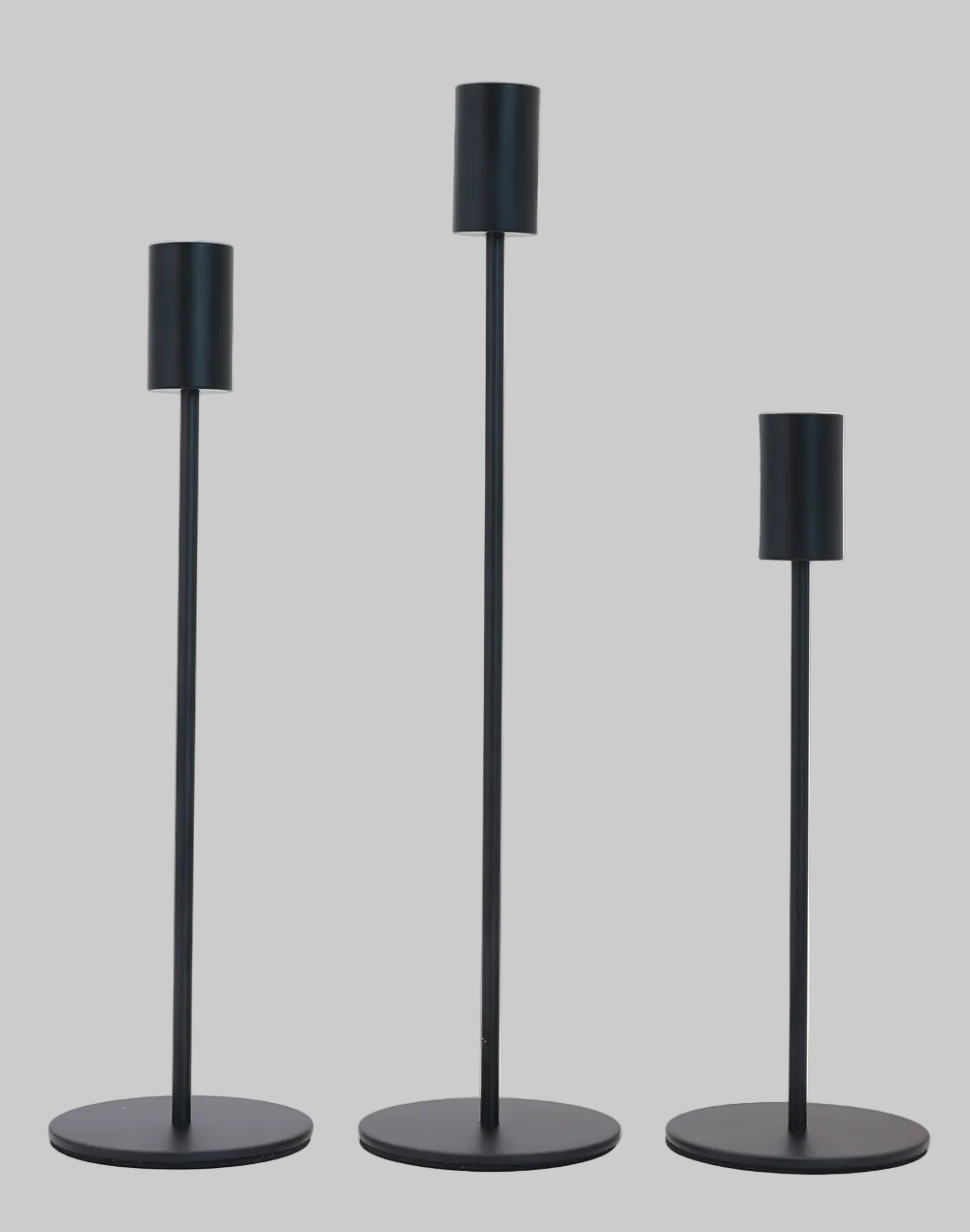 Midnight Column Candle Holders -Set of 3 Black