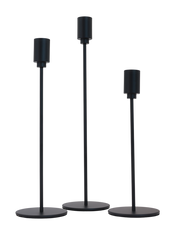 Obsidian Minimal Taper Candle Holders - Set of 3