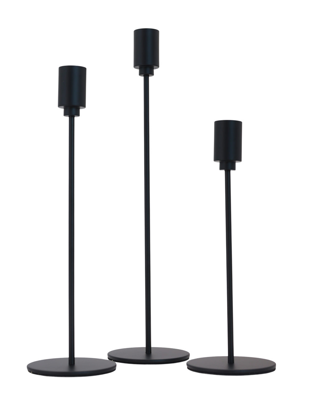 Obsidian Minimal Taper Candle Holders - Set of 3