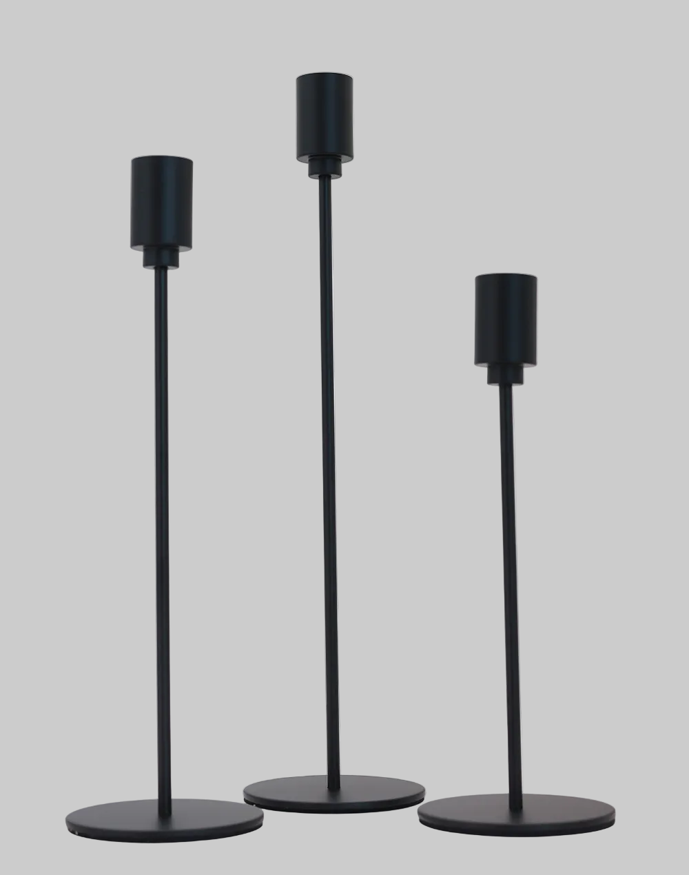 Obsidian Minimal Taper Candle Holders - Set of 3