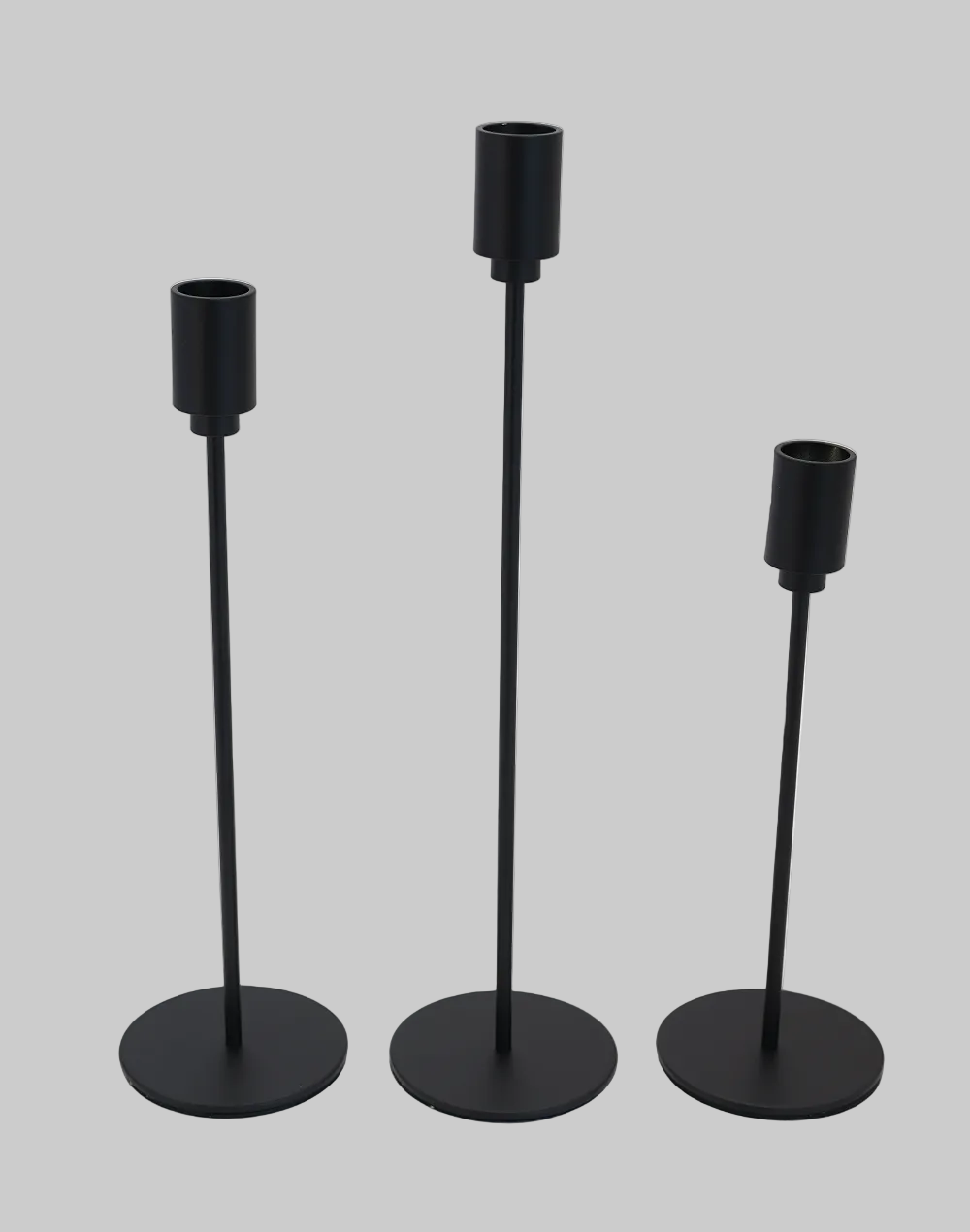 Obsidian Minimal Taper Candle Holders - Set of 3