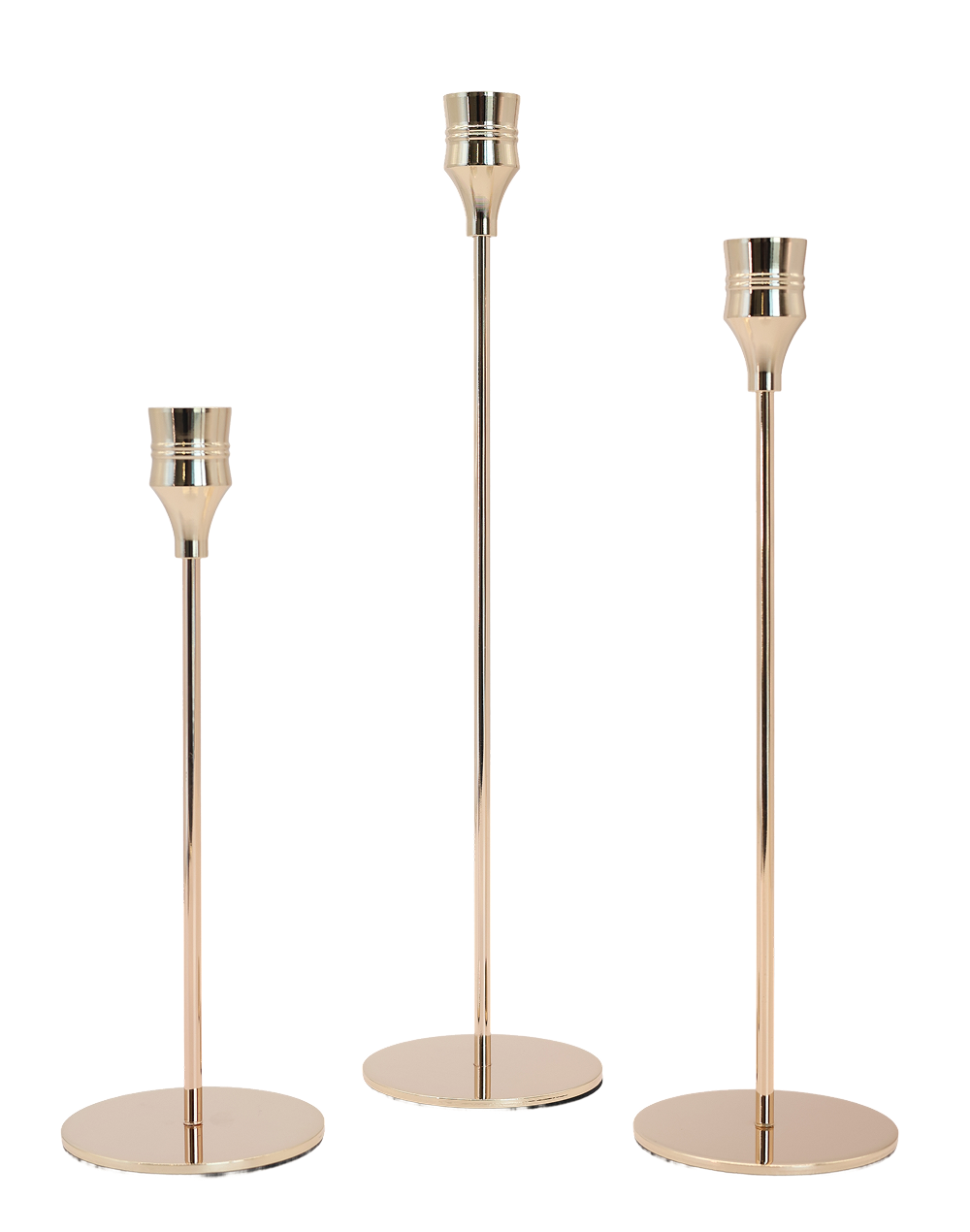 Gilded Stem Taper Candle Holders - Set of 3