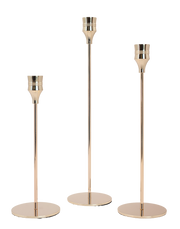 Gilded Stem Taper Candle Holders - Set of 3
