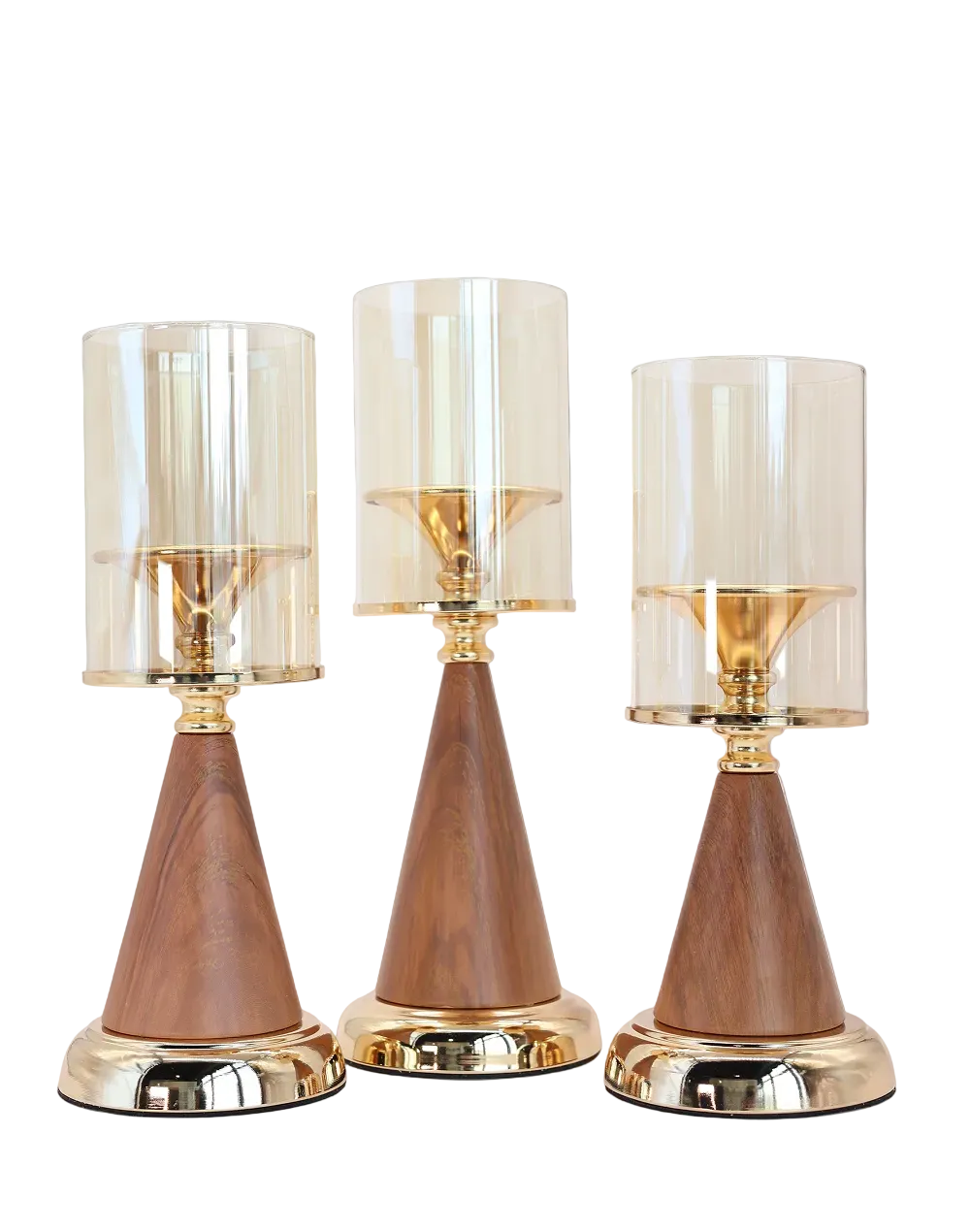 Honeywood Prism Glass Candle Holder -M Gold