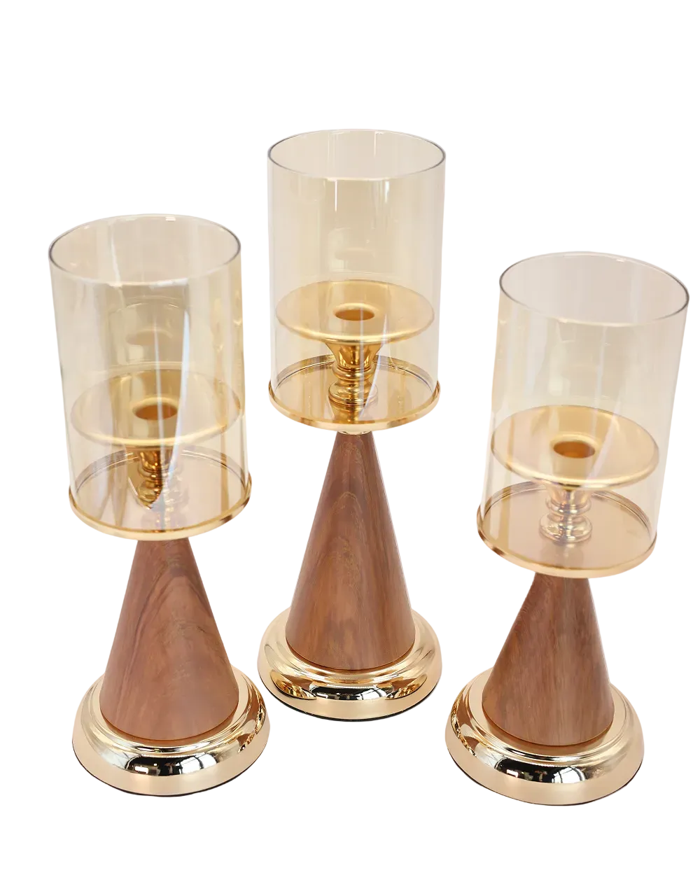 Honeywood Prism Glass Candle Holder -M Gold