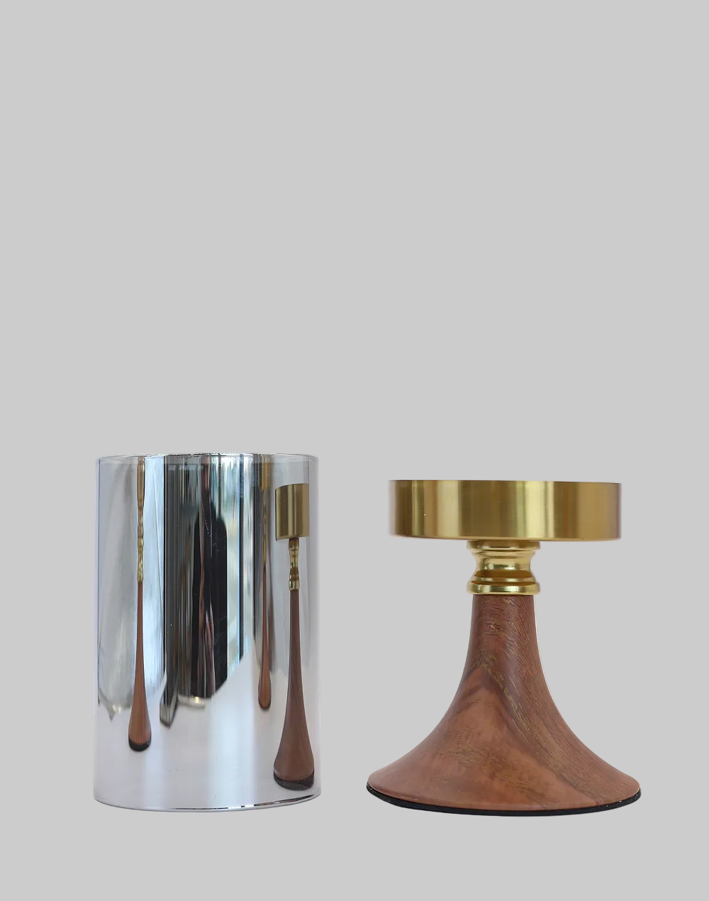 Smokewood Glass Candle Holder-M Brown