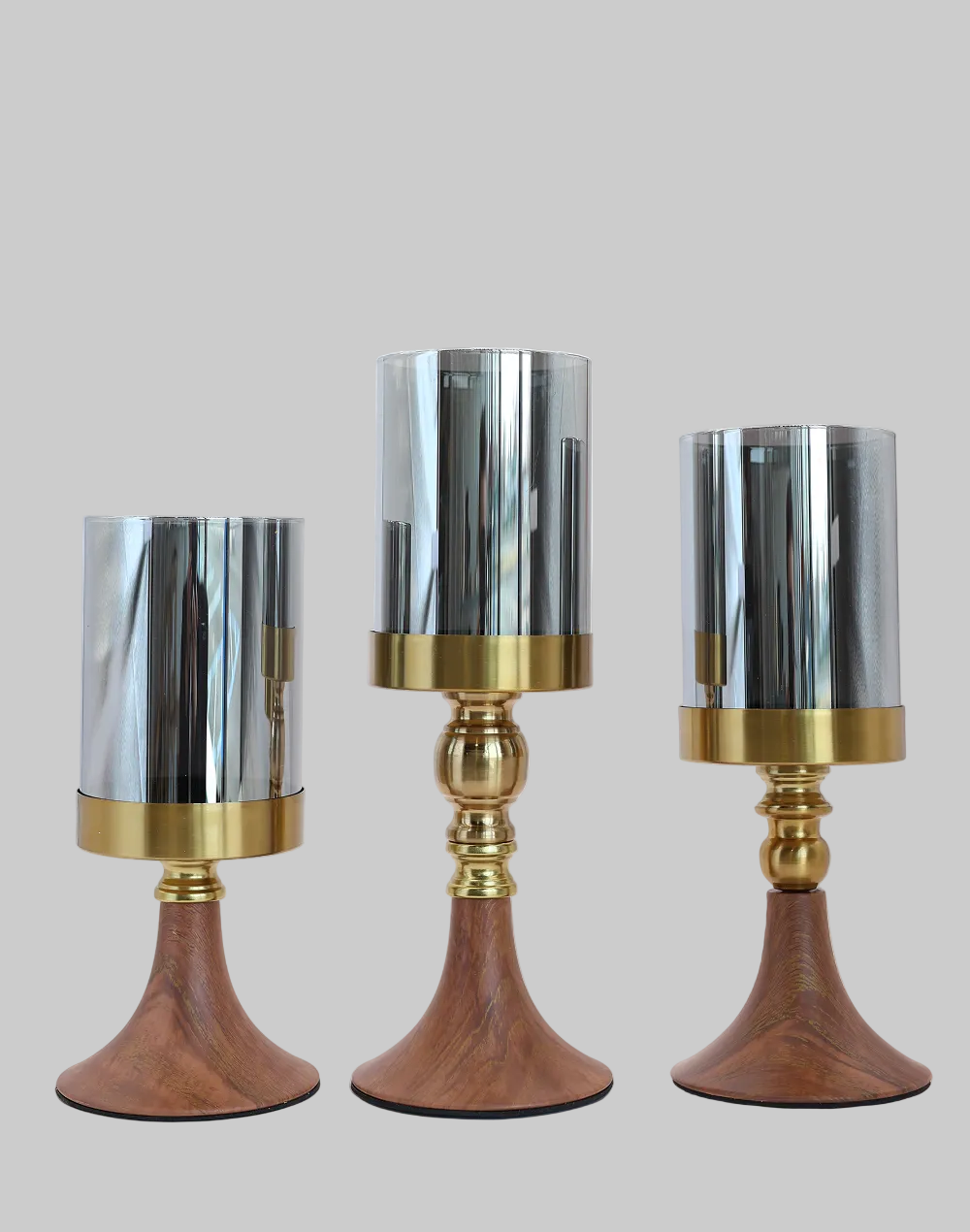 Smokewood Glass Candle Holder-M Brown