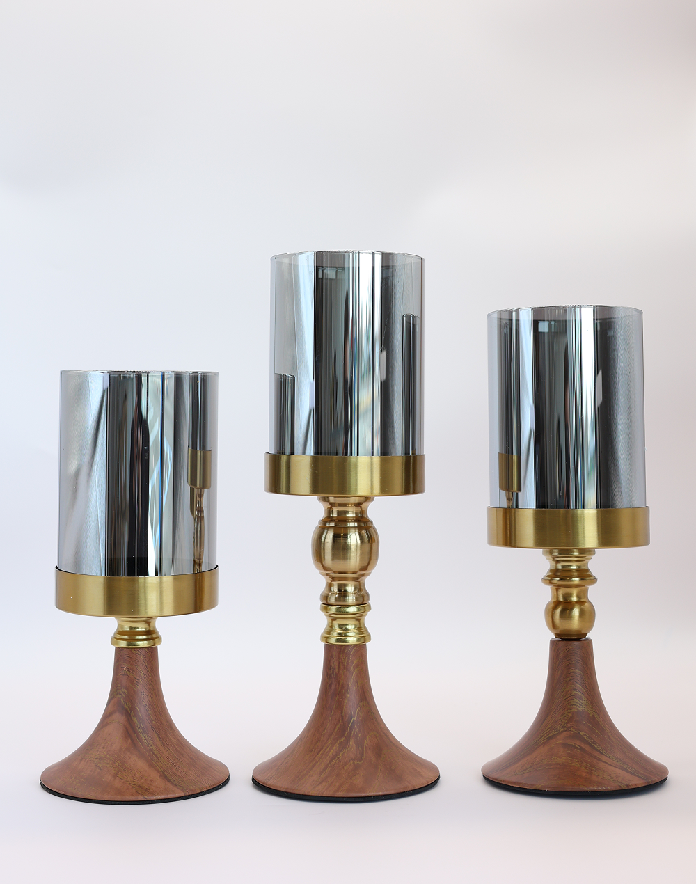 Smokewood Glass Candle Holder-L