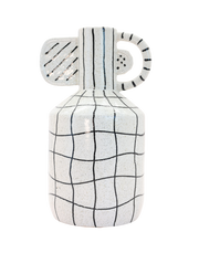 White Tall Grid Vase