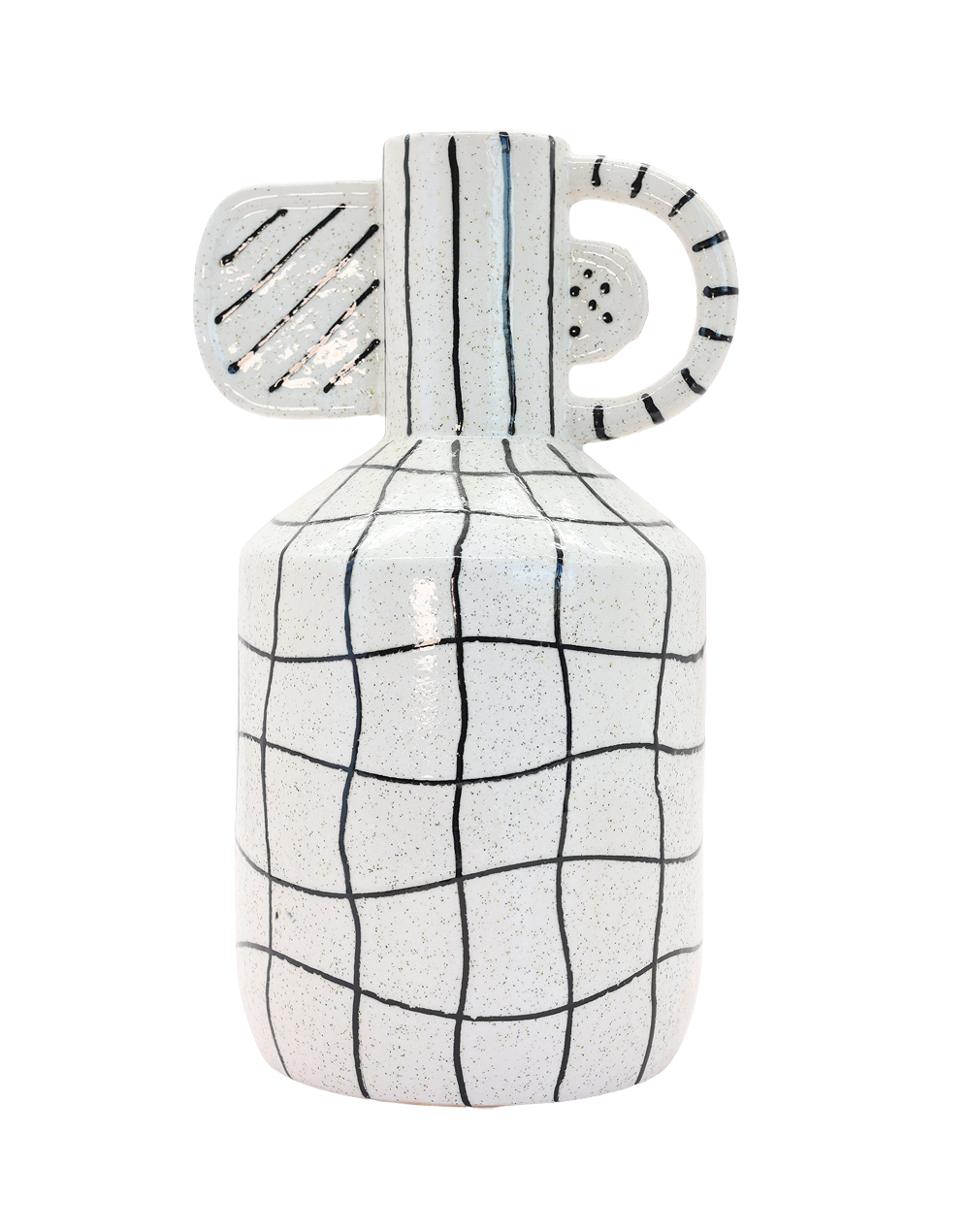 White Tall Grid Vase