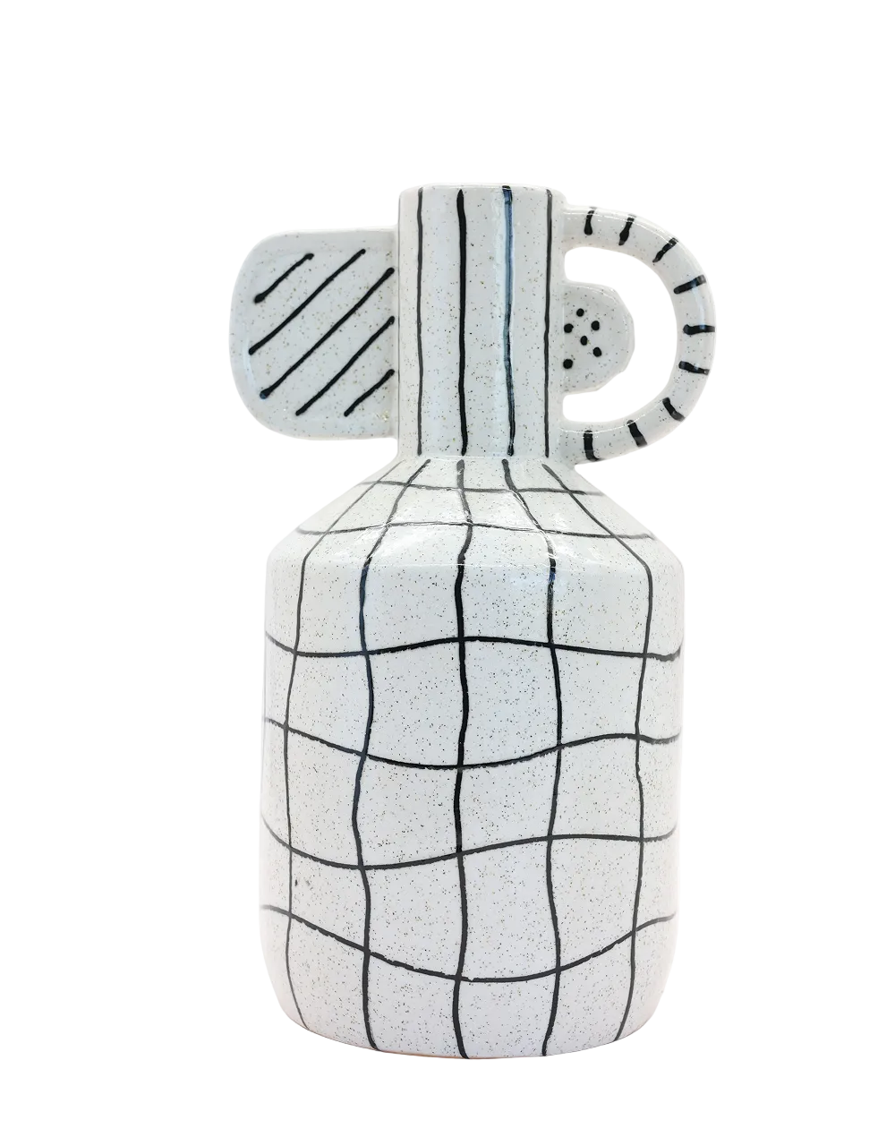 White Tall Grid Vase