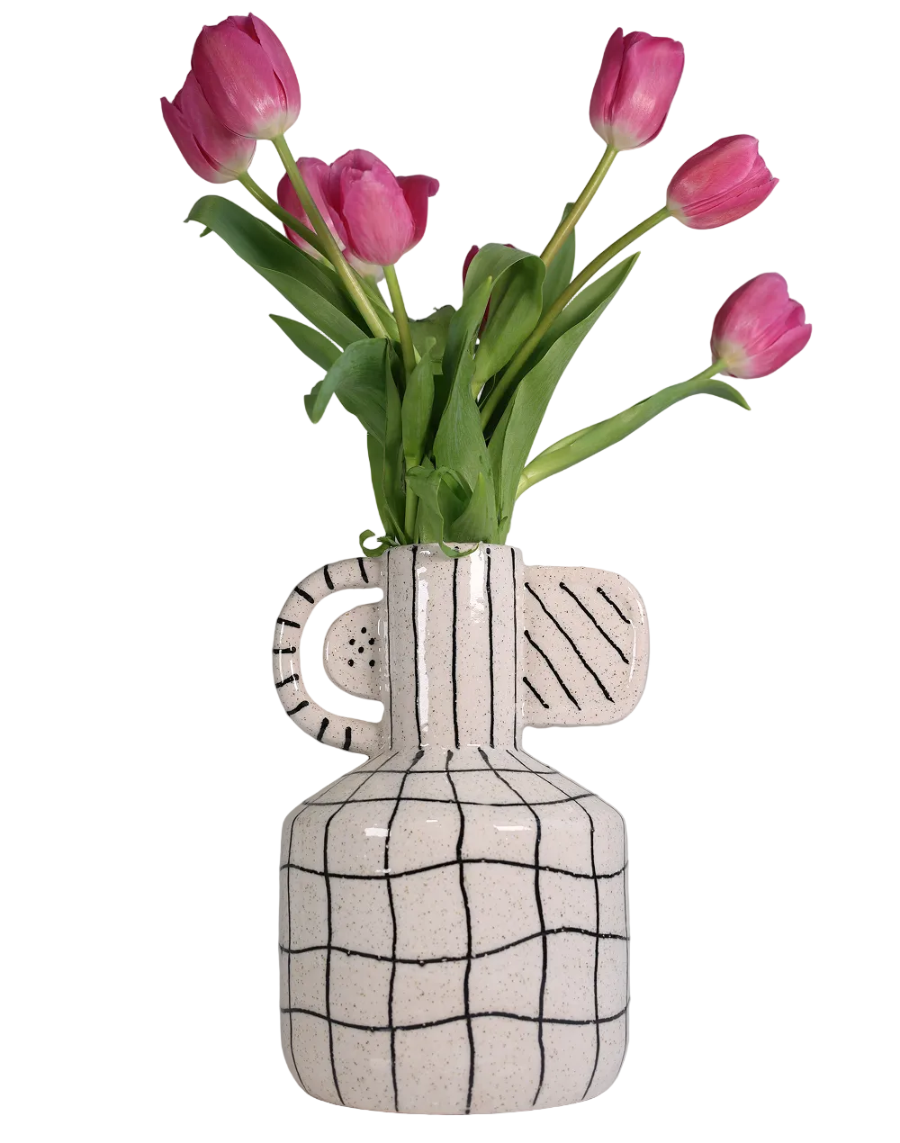 White Tall Grid Vase
