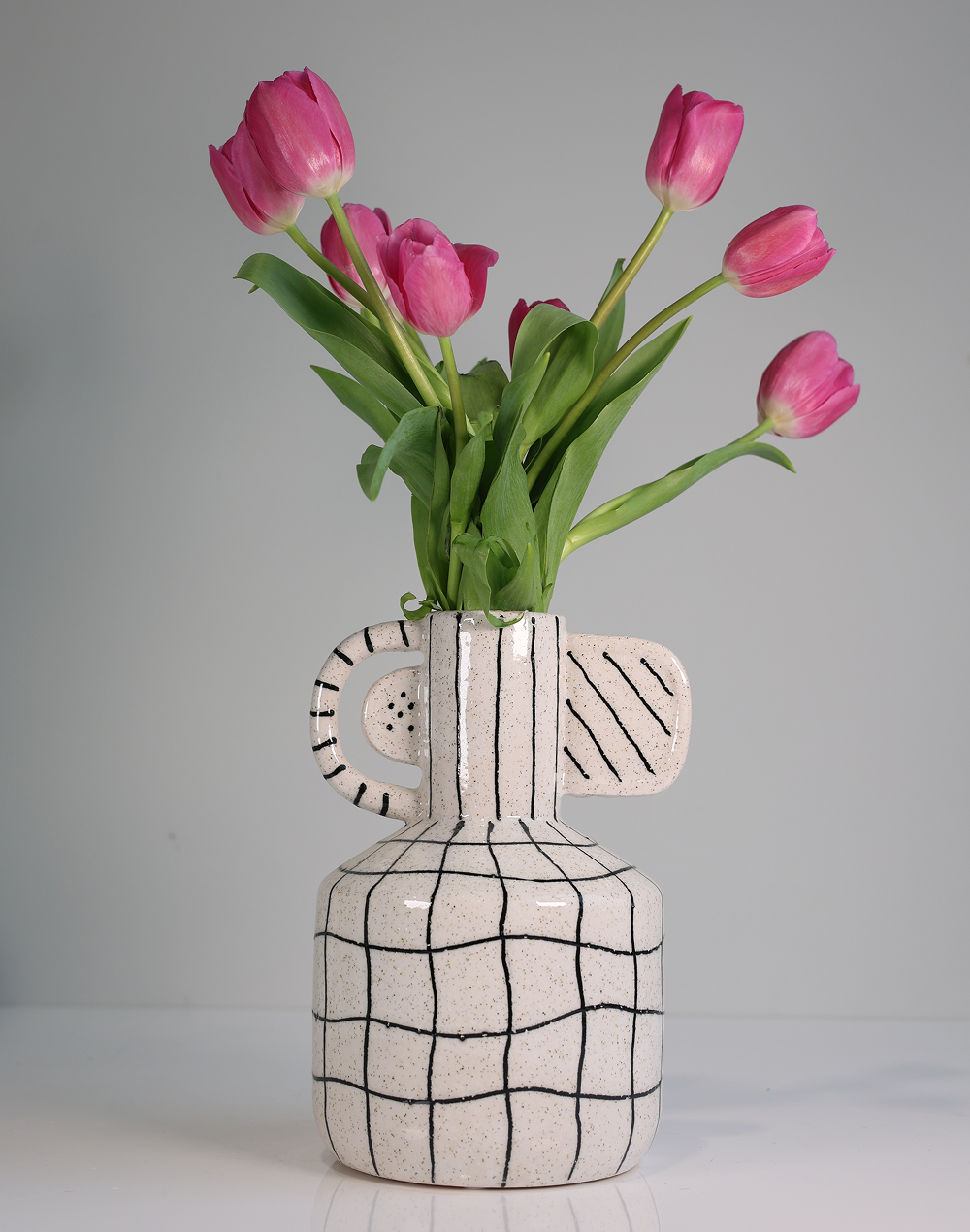 White Grid Vase