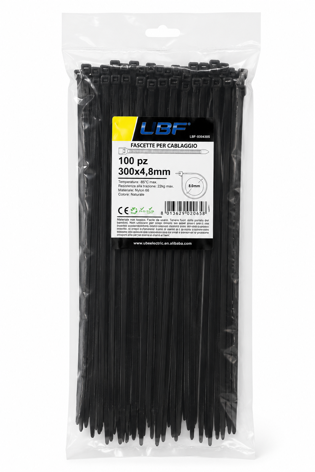 Heavy Duty Zip Ties - Pack of 100- .2"x11.8"