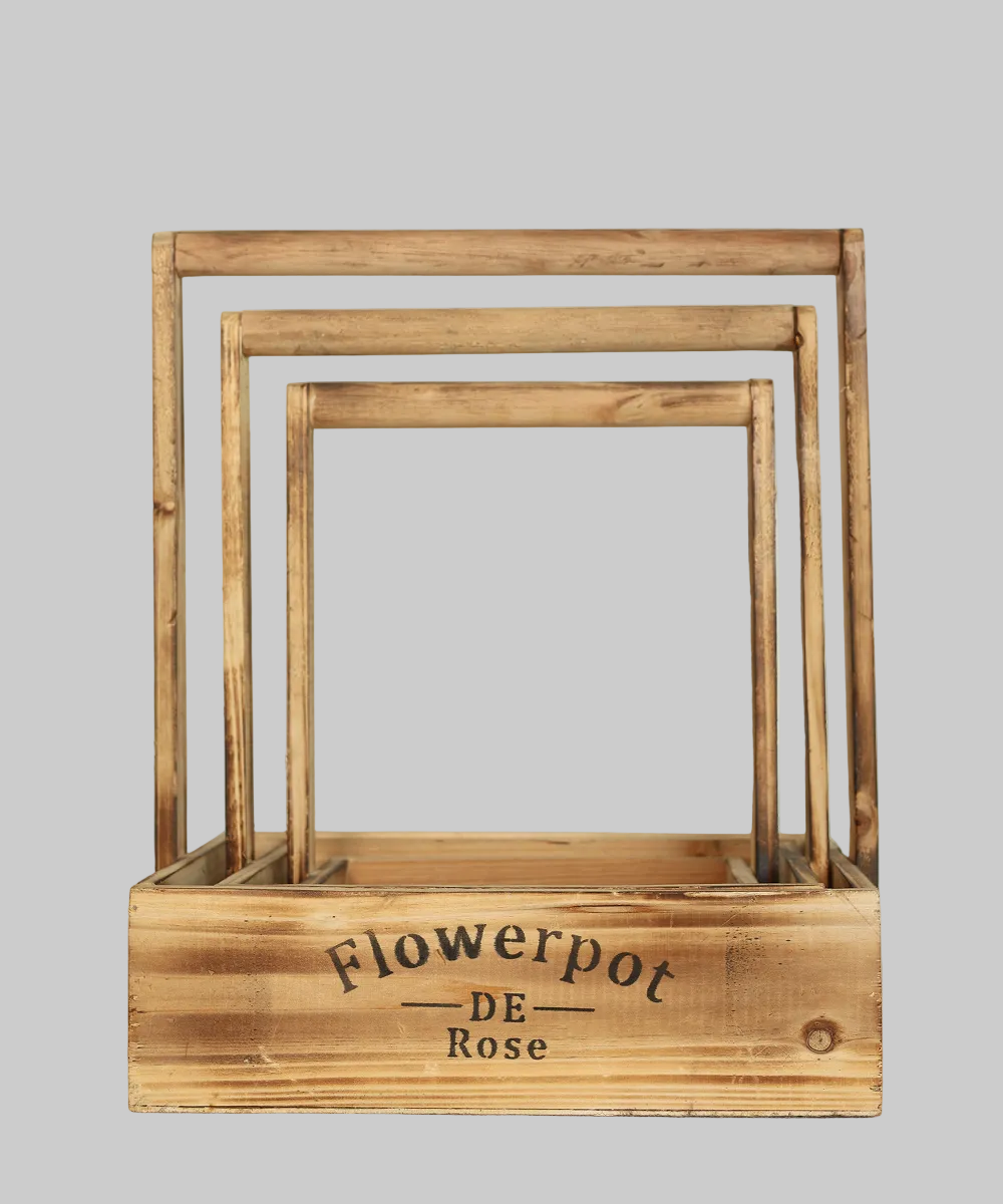 Wooden Basket Trio Set