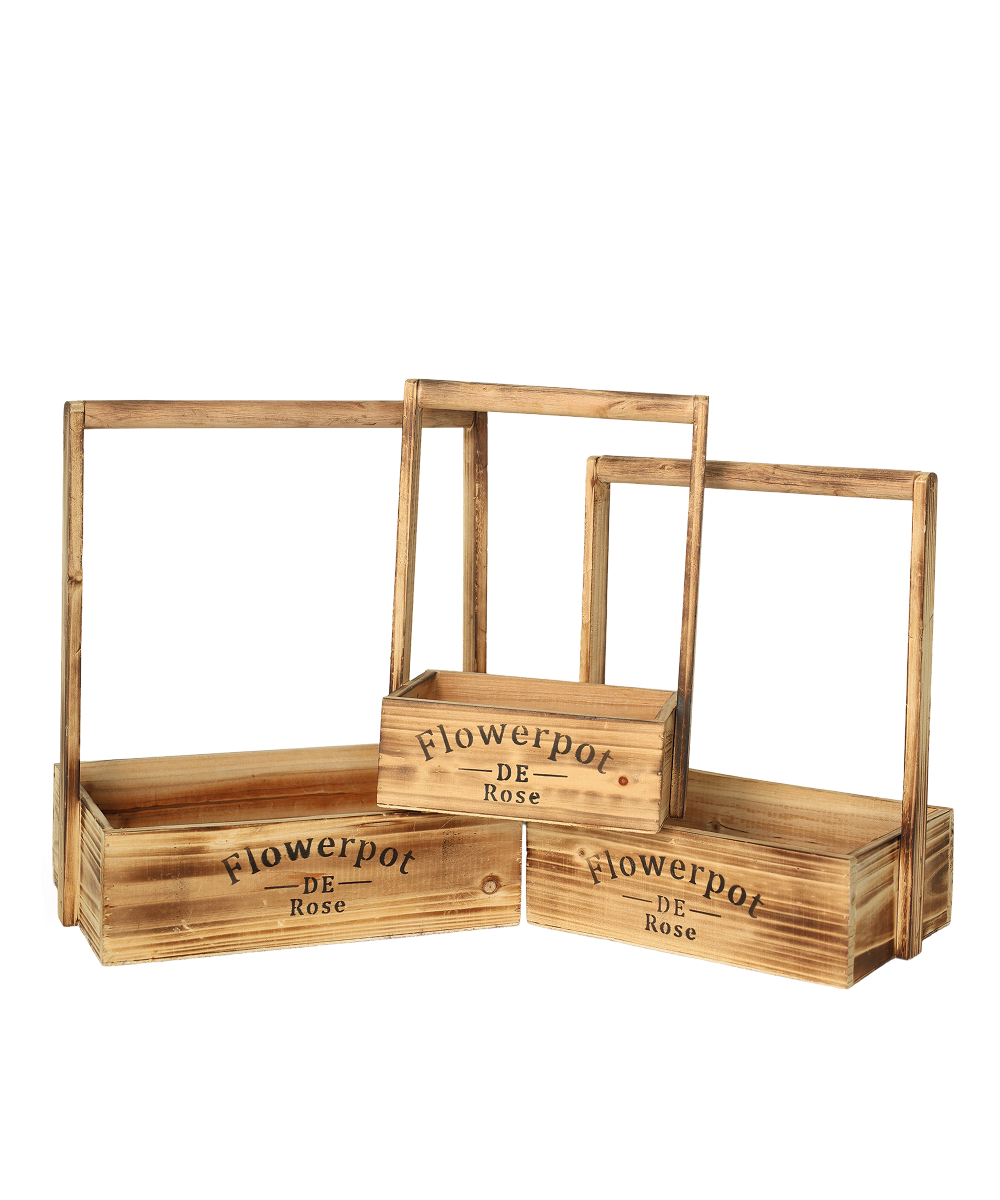 Wooden Basket Trio Set
