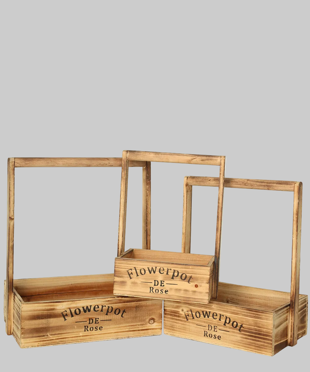 Wooden Basket Trio Set