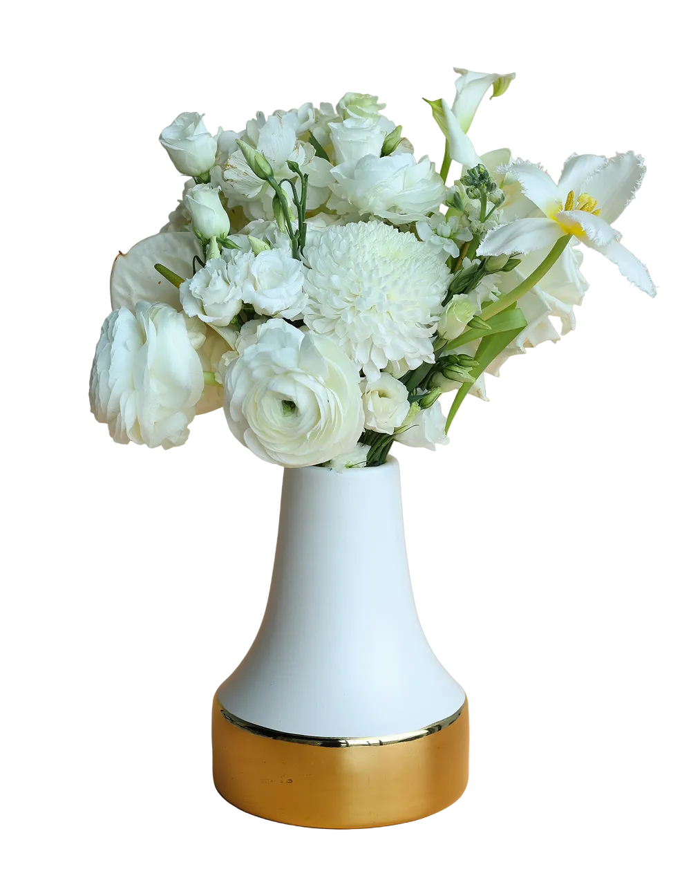 White  Gold Rim Vase