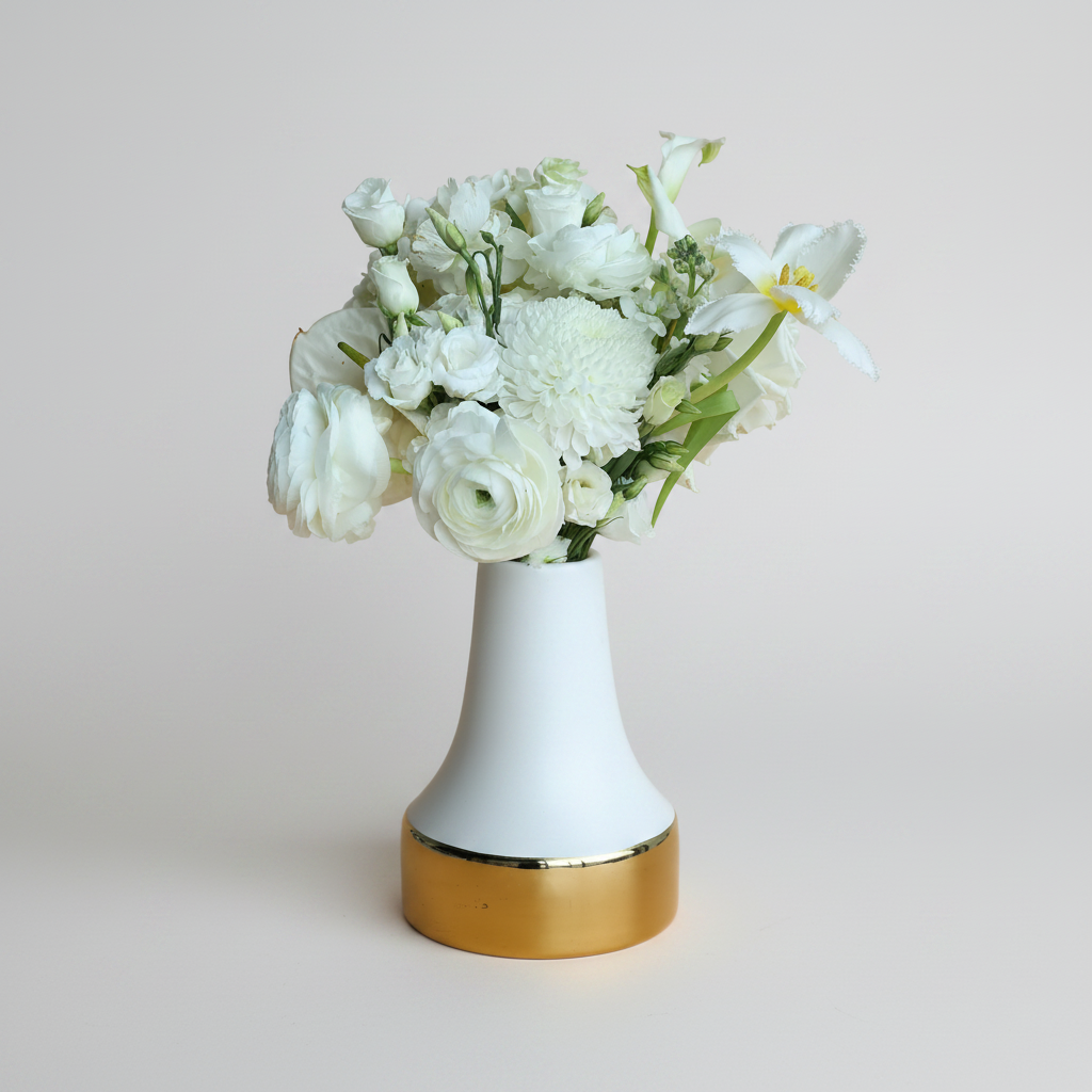 White  Gold Rim Vase
