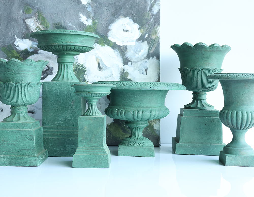 Antique Verdigras Valmont Urn-14"H Green