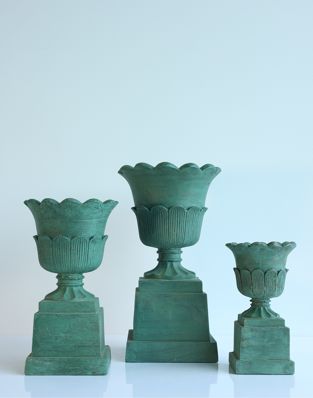Antique Verdigras Firenze Urn-16"H Green
