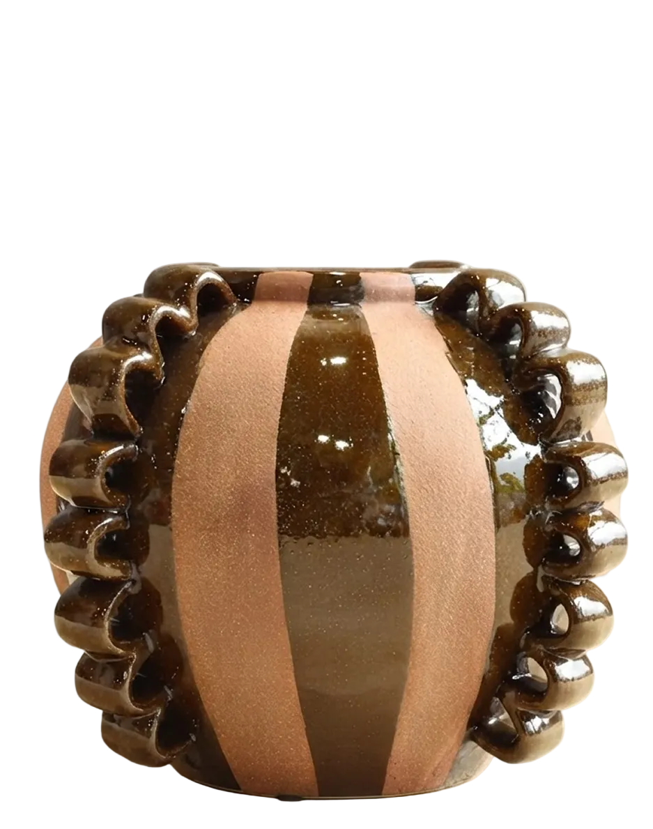 Cottage Ruffle Globe Chestnut Stripe Collection | Available in 2 Sizes
