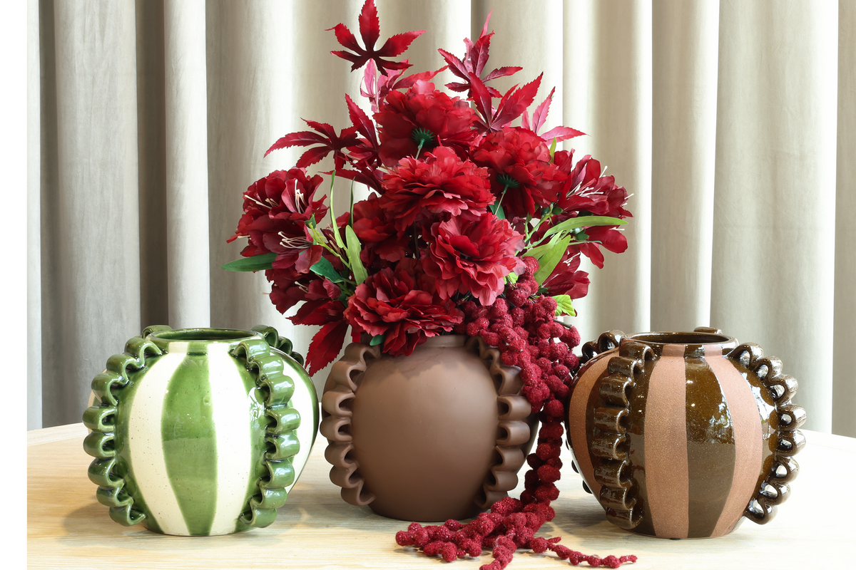 Cottage Ruffle Globe Chestnut Stripe Collection | Available in 2 Sizes