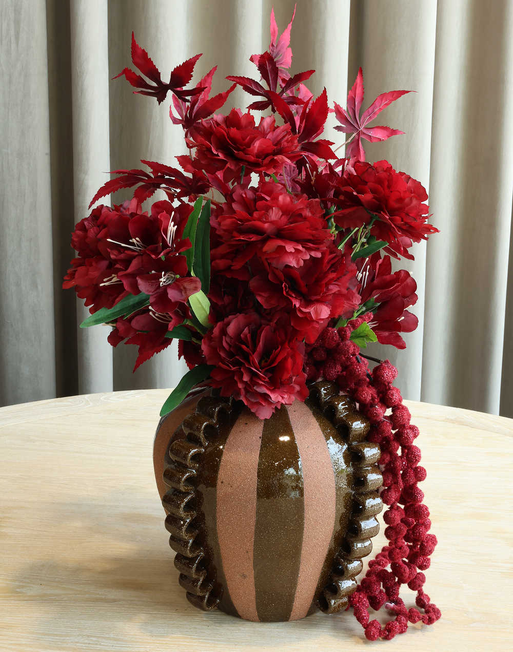 Cottage Ruffle Globe Chestnut Stripe Collection | Available in 2 Sizes