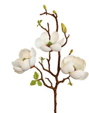 Short 3D White Magnolia Branch Spray