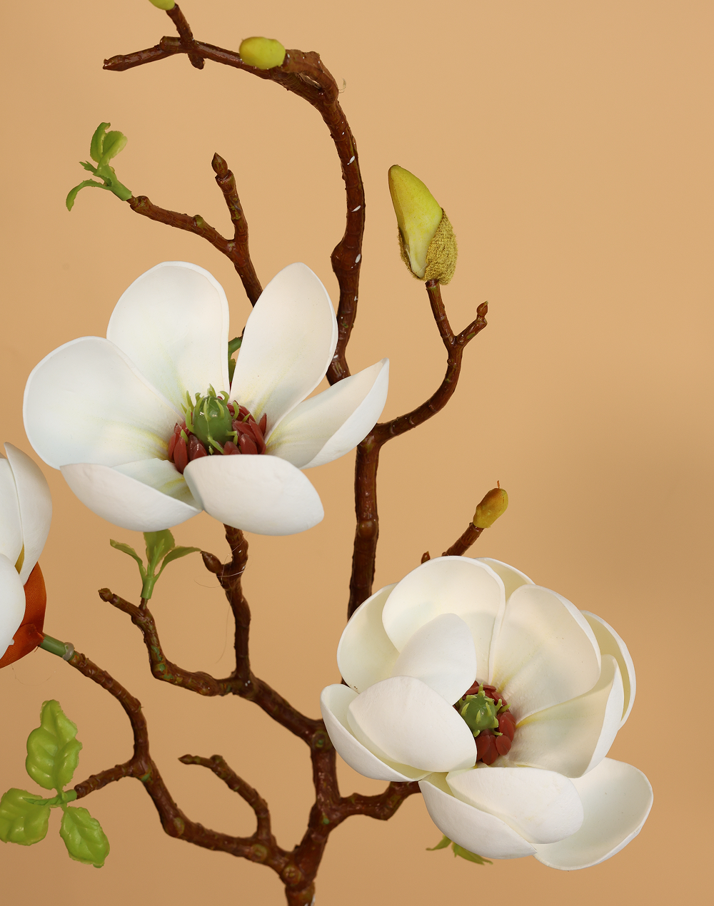 Short 3D White Magnolia Branch Spray