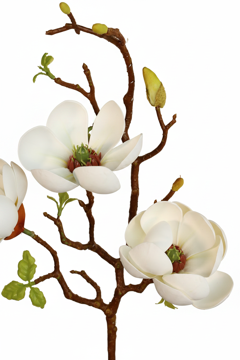 Short 3D White Magnolia Branch Spray