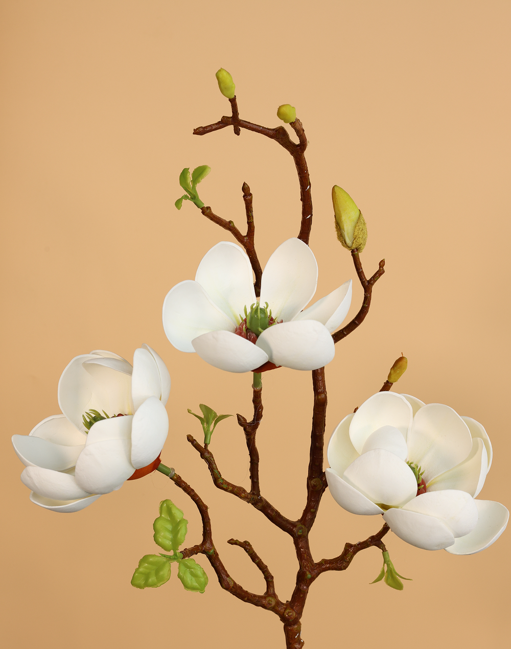 Short 3D White Magnolia Branch Spray