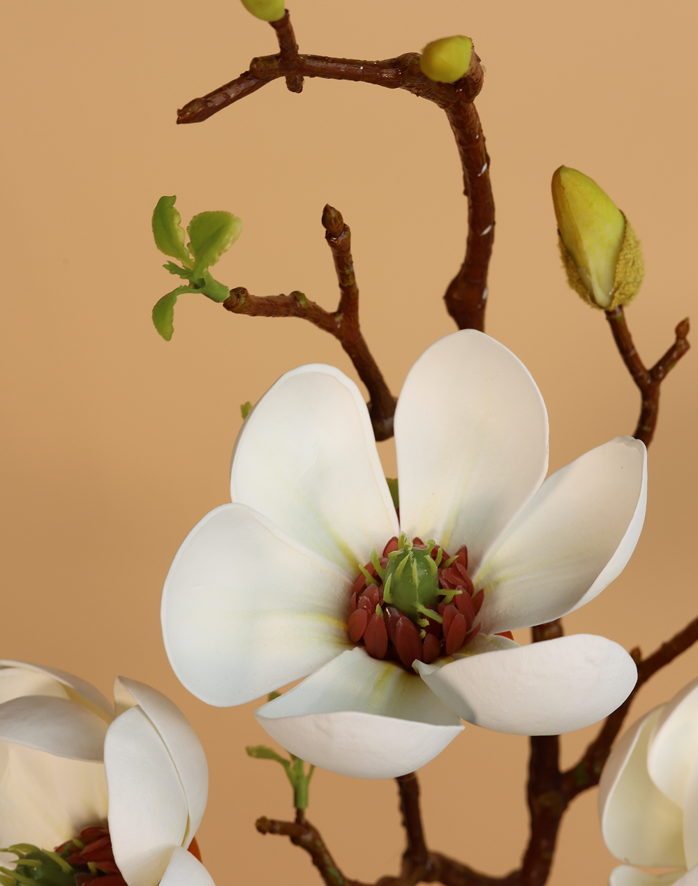 Short 3D White Magnolia Branch Spray