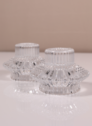 Reversable Crystal Candle Holder Clear