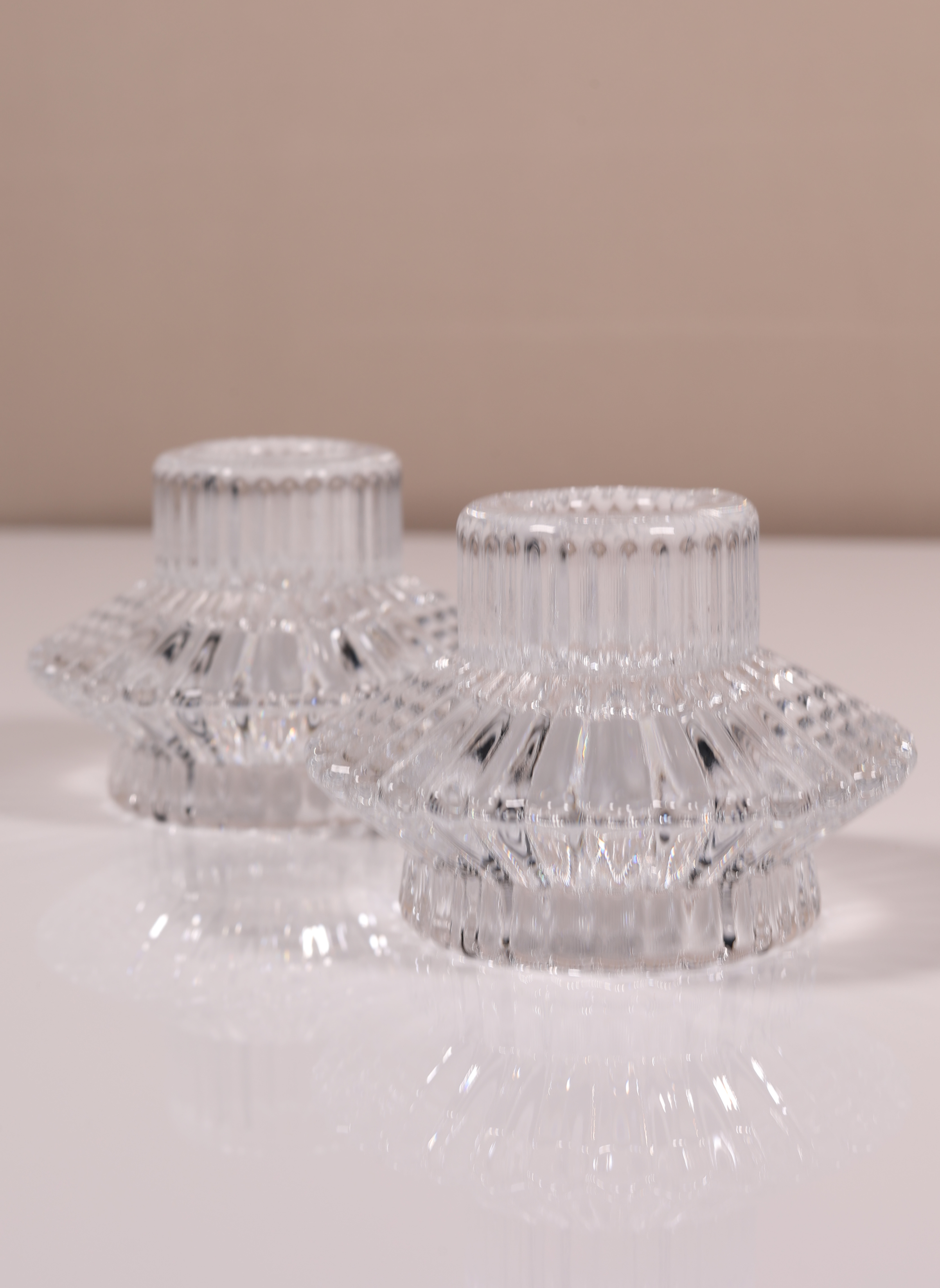 Reversable Crystal Candle Holder Clear