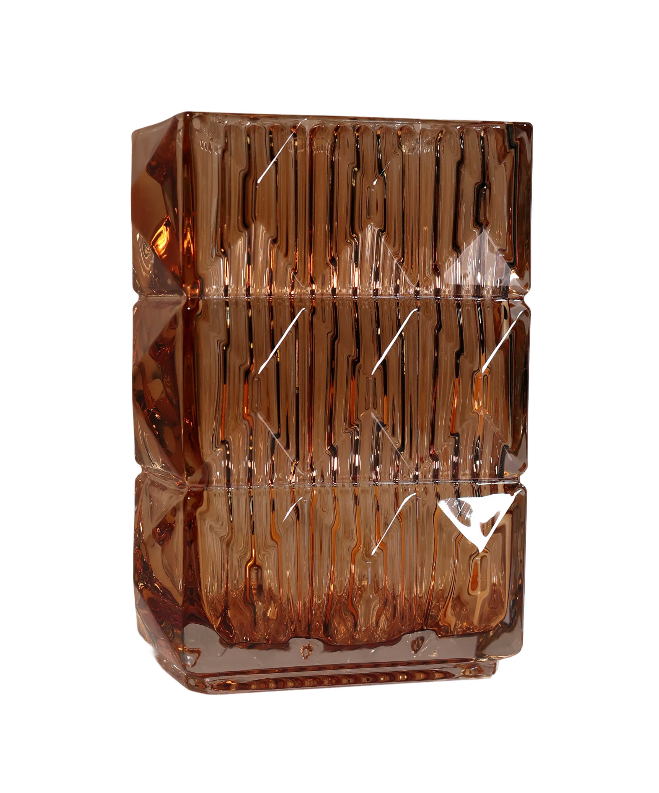 Ice Bark Prism Amber Crystal Vase