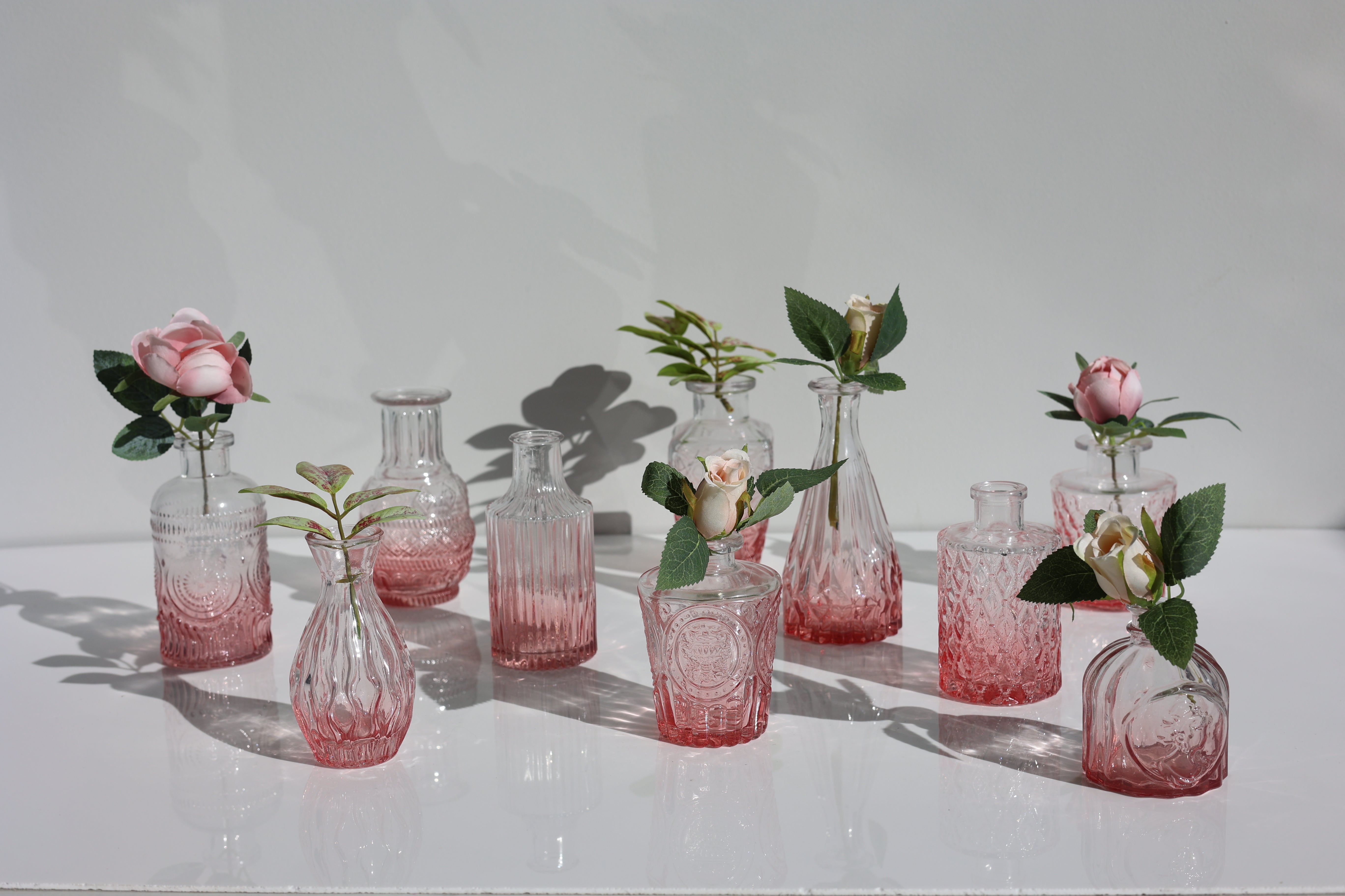 Romantic Pink Bud Vases Set Pink