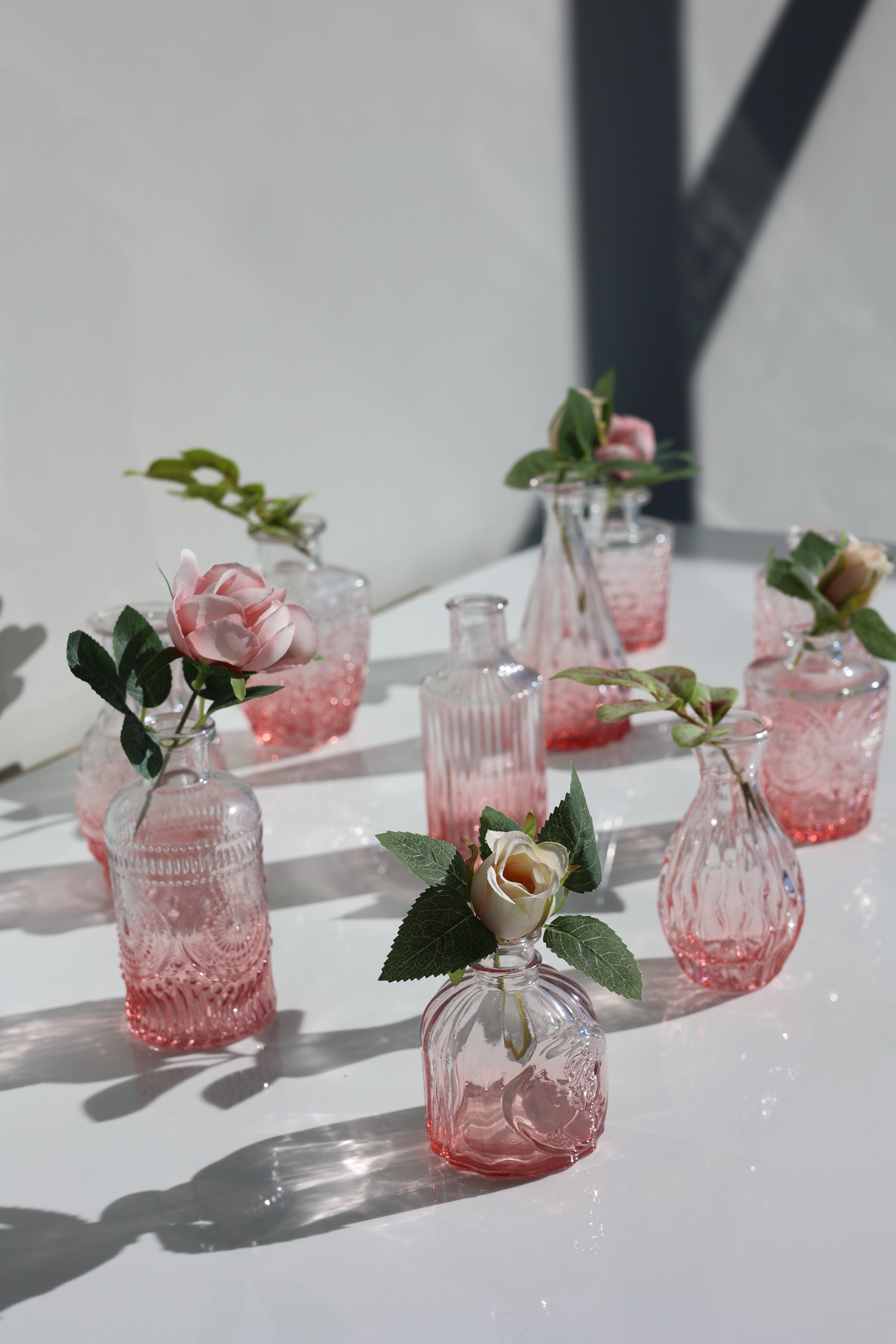 Romantic Pink Bud Vases Set Pink