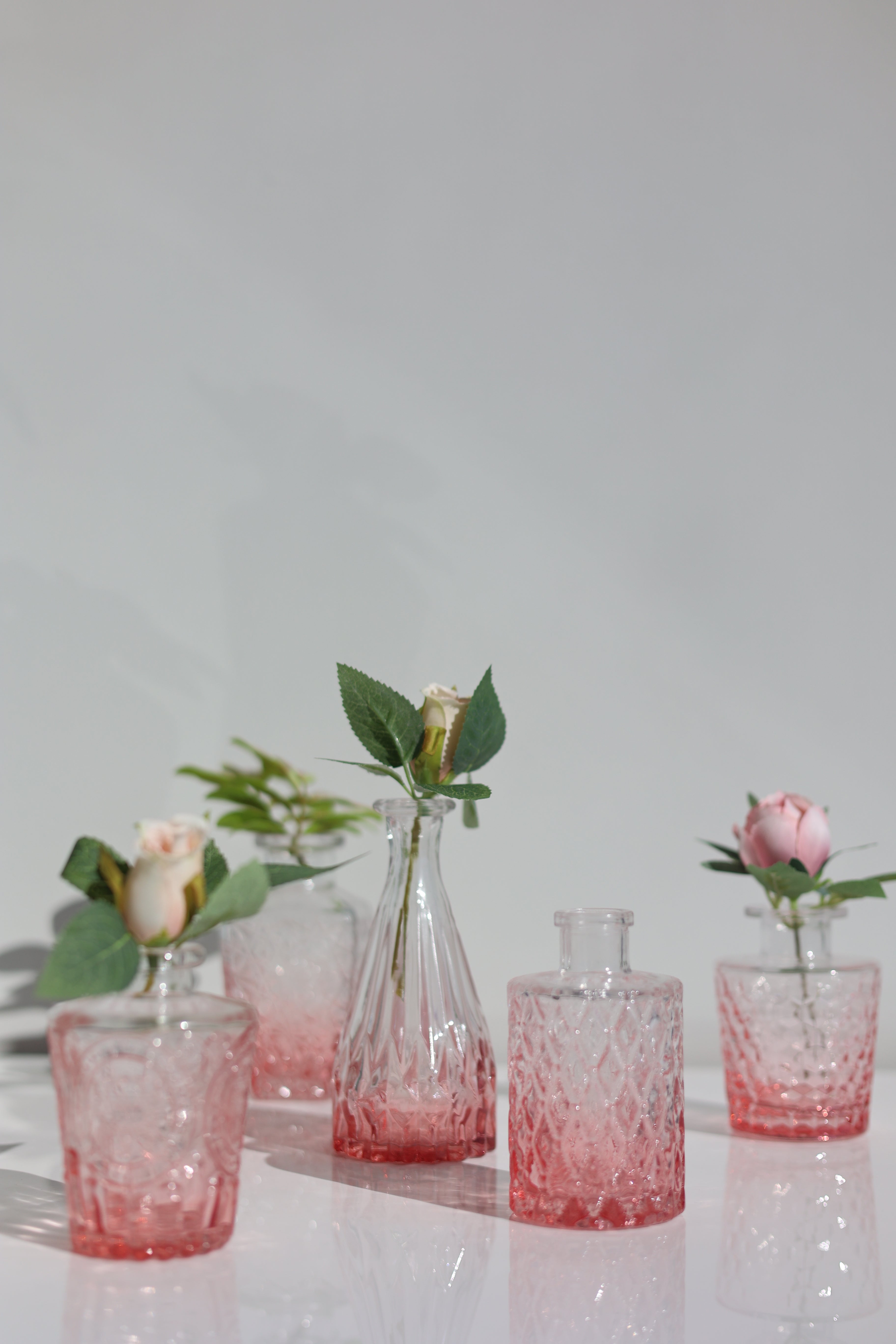 Romantic Pink Bud Vases Set Pink