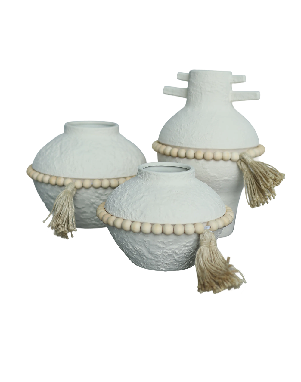 Terra Blanc Beaded Dome Vase