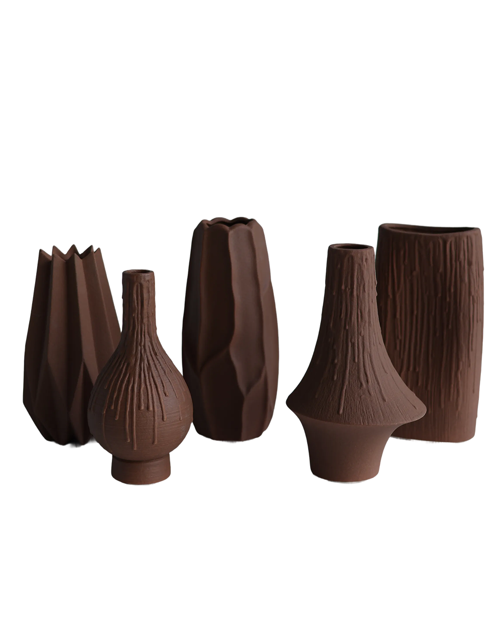 Terra Forge Facet Pillar Vase Brown