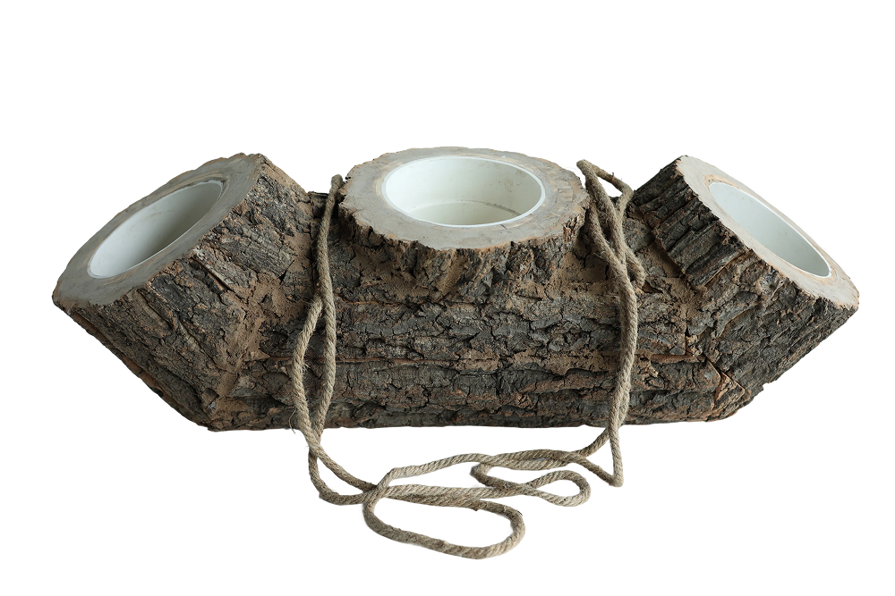 Woodland Log Short Vessel With Rope