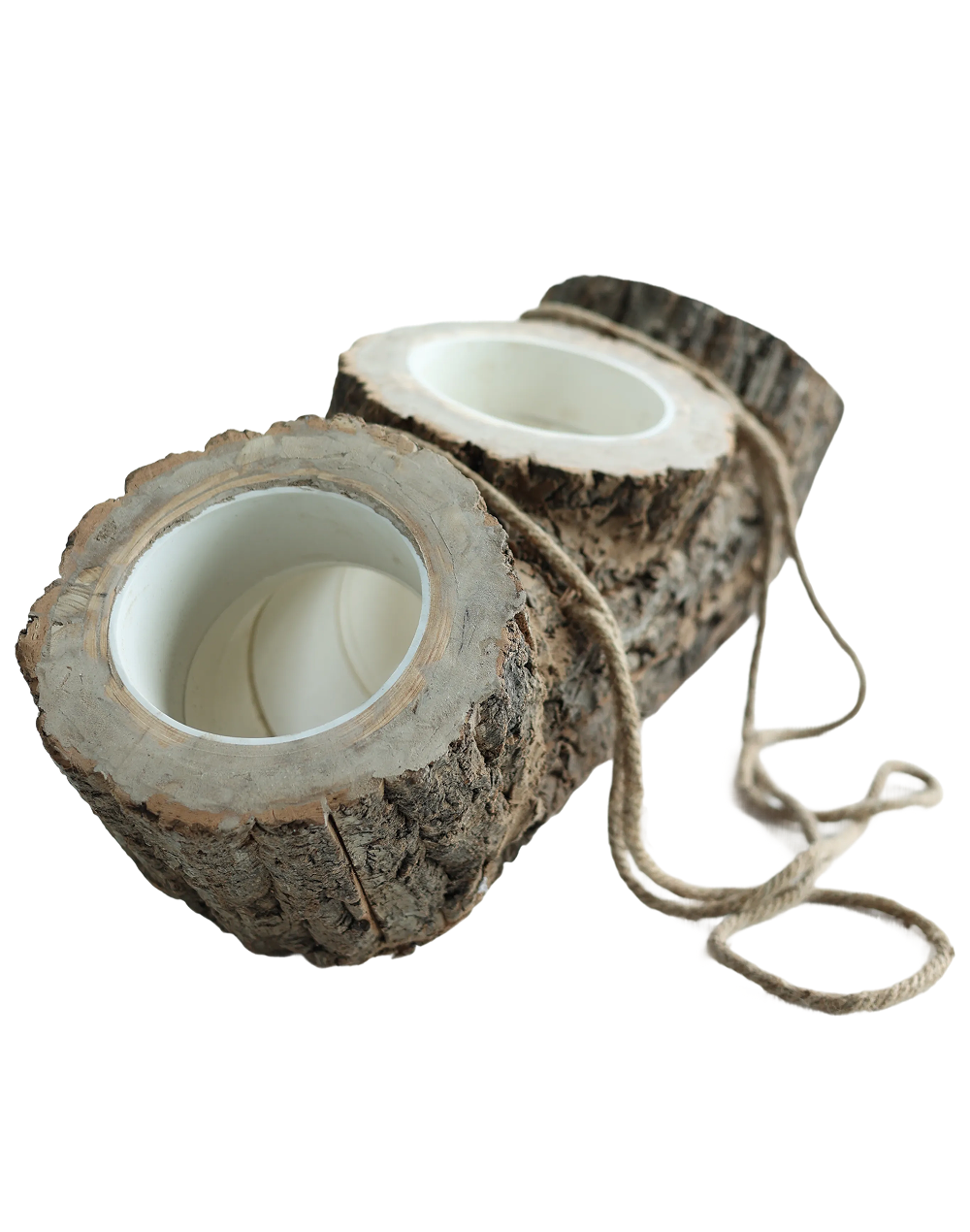 Woodland Log Short Vessel With Rope
