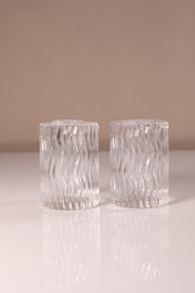 Wavy Crystal Votive Holder Clear
